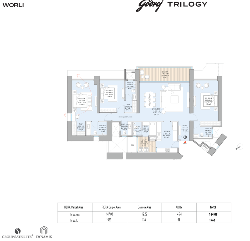 Godrej Trilogy 3 BHK Premium View Floor Plan