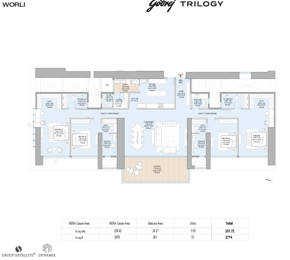Godrej Trilogy 4 BHK Panoramic Floor Plan